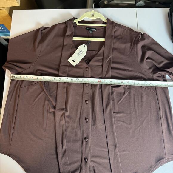NWT Universal Standard Raisin Brown, Size 22-24 (Large), Tie-Front Button Up Top - Picture 9 of 10